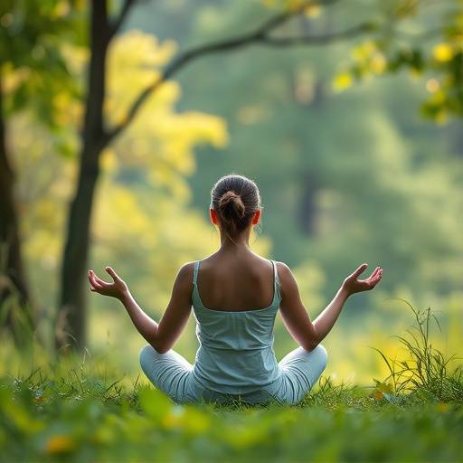 Image of a person meditating peacefully in nature