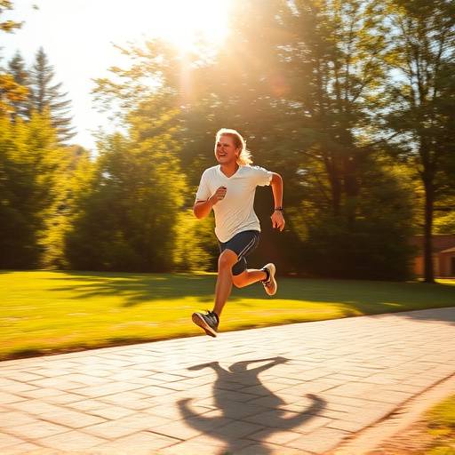 Image of a person running outdoors, showcasing the benefits of regular exercise.