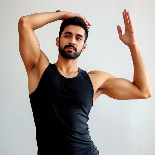 Portrait of Javier Gomez, Yoga instructor at Holistic Harmony Hub, in a yoga pose.